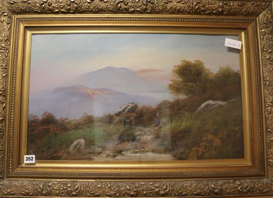 T. Wood Traveller in a mountain landscape 37 x 62cm